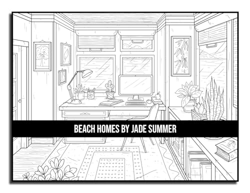 Beach Homes: An Adult Coloring Book with Beautiful Vacation Houses, Charming Interior Designs, and Relaxing Nature Scenes WoodArtSupply