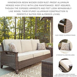 Signature Design by Ashley Paradise Trail Outdoor Patio Sofa with Cushion and 2 Pillows, Brown & Beige Signature Design by Ashley