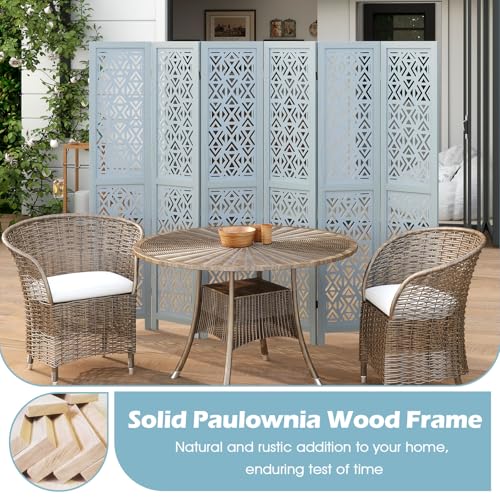 Giantex Room Divider 6 Panels - Boho Room Dividers with Carved Cutout Pattern & Solid Wood Frame, Fully Assembled, 65'' Folding Privacy Screen Partition Wall Divider for Room Separation, Light Blue Giantex