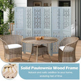 Giantex Room Divider 6 Panels - Boho Room Dividers with Carved Cutout Pattern & Solid Wood Frame, Fully Assembled, 65'' Folding Privacy Screen Partition Wall Divider for Room Separation, Light Blue Giantex