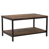 ZenStyle Industrial Coffee Table with Storage Shelf for Living Room, Wood Look Accent Furniture with Vintage Wooden Board Stable Metal Frame Cocktail Table 2-Tier Tea Table, Rustic Brown ZenStyle