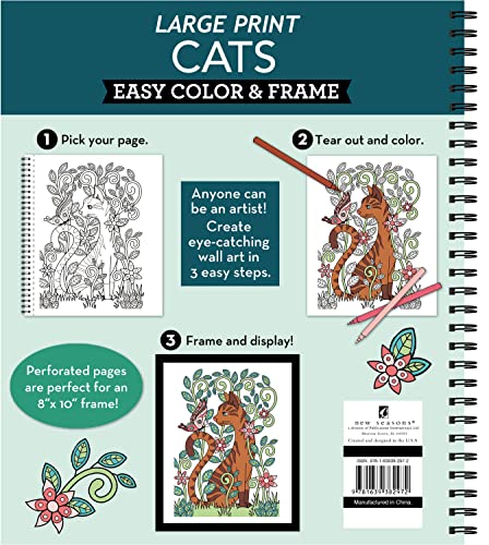 Large Print Easy Color & Frame - Cats (Stress Free Coloring Book)