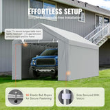 VEVOR Carport Replacement Canopy Cover Top + Side Wall 12 x 20 ft, Garage Tent Shelter Tarp Heavy-Duty Waterproof & UV Protected, Easy Installation with Ball Bungees,Grey (Frame Not Included) VEVOR