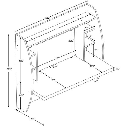 Prepac Floating Desk - Versatile Wall Mounted Desk for Small Spaces, Efficient Computer Desk with Storage, White Wall Desks, Perfect for Modern Homes - WoodArtSupply