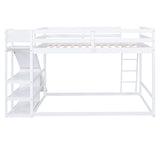 Harper & Bright Designs Full Over Full Bunk Bed with Slide, Bookshelves and Ladders, Solid Wood Floor Bunk Loft Bed Frame for Kids Girls Boys (White) Harper & Bright Designs