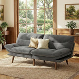 Marsail 66" Futon Sofa Bed, Convertible Corduroy Futon Couch with Adjustable Backrest & Armrests, Small Sleeper Sofa Loveseat for Living Room, Apartment, Office, Grey Marsail
