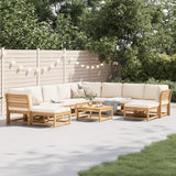 vidaXL 11-Piece Patio Lounge Set with Cushions - Solid Acacia Wood, Modular Outdoor Garden Sofa, Cream White Cushions vidaXL