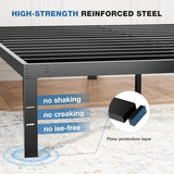 OLIXIS Metal King Bed Frame - 14in High with Storage Space, No Box Spring Needed with Sturdy Steel Slat Support, 2200LBS Heavy Duty for Easy Assembly, Black for Bedroom OLIXIS