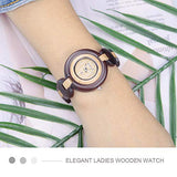 BEWELL Wood Watch Women Handmade Lightweight Analog Quartz Dress Wrist Watches with Wooden Bracelet BEWELL