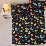 Yibeizi Dinosaur Space Twin Sheets Set for Boys, Kids Cute Planet Printed Microfiber Bedsheets Deep Pocket Bed Sheet & Pillowcase Sets 3 Pieces Yibeizi