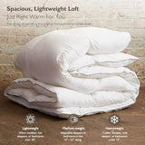 Cobnom® Hotel Luxury Feather Down Comforter Twin Size, Medium Warm All Season Duvet Insert, Silky Soft Egyptian Cotton Blend Cover, Ethically Sourced Feather & Down Filled, 68x90 Inch, White Cobnom