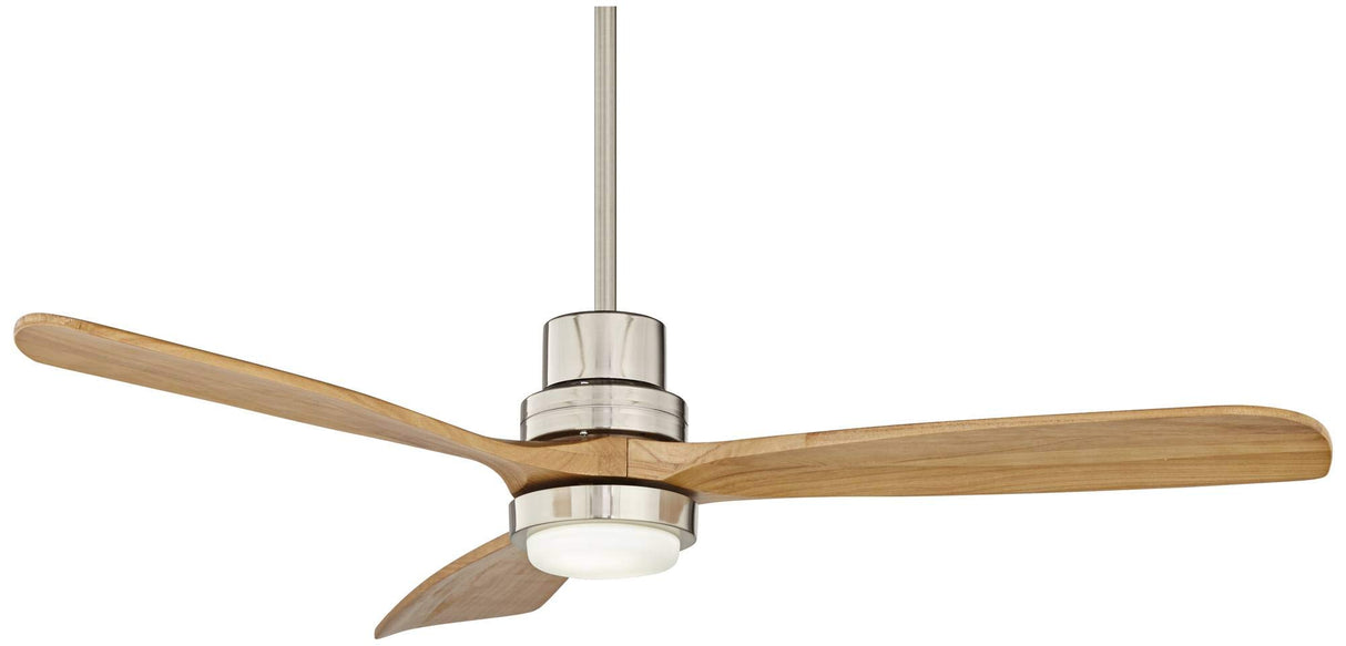 Casa Vieja 52" Delta-Wing DC Modern 3 Blade Indoor Ceiling Fan with LED Light Remote Brushed Nickel Natural Solid Wood for Living Kitchen House Bedroom Family Dining Home Office Kids Room Casa Vieja