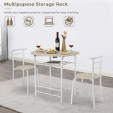 VINGLI 31.5" Drop Leaf Dining Table 3 Pieces for Small Space,Small Kitchen Table Set for 2,Round Folding Table with 2 Chairs for Home,Kitchen,Apartment,White&Oak VINGLI