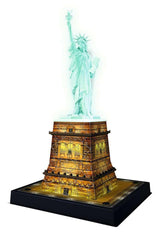 Ravensburger Statue of Liberty Night Edition - 108 Piece 3D Jigsaw Puzzle for Kids and Adults | Precision Fit with Easy Click Technology | Durable Display Piece | Over a Century of Quality Ravensburger
