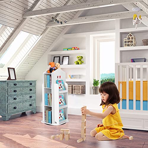 HM&DX 360° Rotating Children's Cartoon Bookshelf - Space-Saving Floor Rack for Home & Office HM&DX
