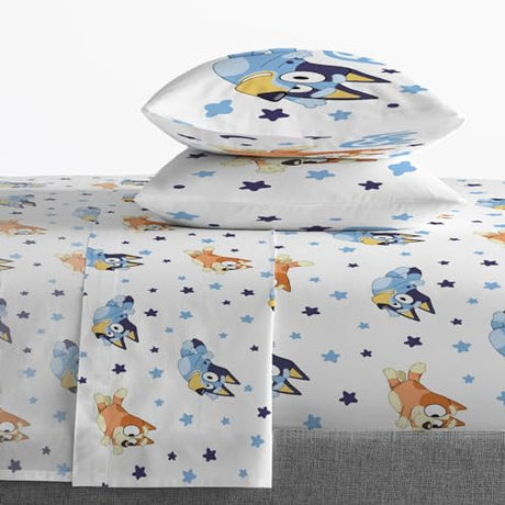 Jay Franco Bluey & Bingo Full Comforter Set - 7 Piece Bed Set Includes Sheet Set & Pillow Covers - Super Soft Clouds & Stars Kids Bedding Jay Franco