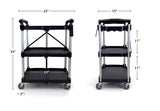 Portable Folding Service Cart | Heavy-Duty Utility Service Cart | 3 Tier 330LBS Capacity | Rolling Cart Utility Cart Foldable Cart | Black. Farag Janitorial