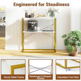 Giantex 36" Narrow Console Table, 2-Tier Entryway Tables with Faux Marble Top & Heavy-Duty Metal Frame, Behind Couch Table, Modern Sofa Tables with Open Storage Shelves for Entrance, Living Room,Foyer Giantex