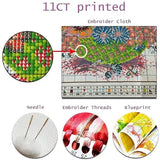 Magxvouy Cross Stitch Kits Stamped Full Range of Embroidery Kits,Cross Stitch Patterns Needlework Kits for Beginners 11CT Printed Kits&Colorful Flowers 18x18 inchs