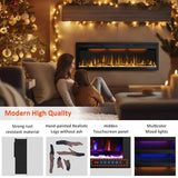 72 inches Electric Fireplace, Recessed and Wall Mounted Fireplace Heater and Linear Fireplace Inserts, Adjustable Heaing& Remote Control& Touchscreen, Multicolor Flame & Realistic logs,1500W, Black Dreamflame