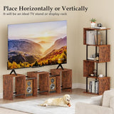 Furologee 6-Tier S-Shaped Geometric Bookshelf - Industrial Freestanding Display Unit in Rustic Brown Furologee