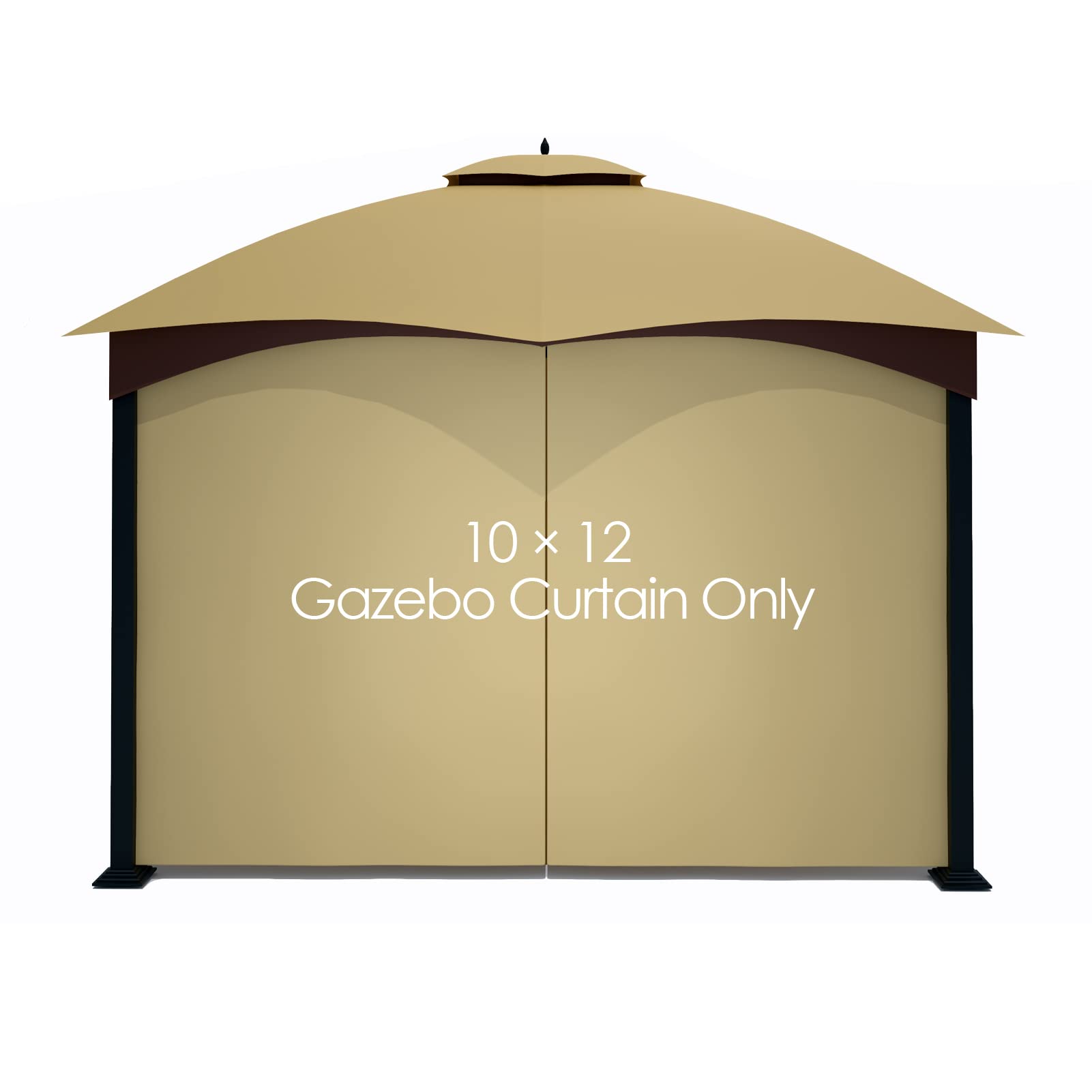 Tanxianzhe Gazebo Replacement Privacy Curtain with Zipper Outdoor Universal Privacy Panel Sidewall for 10' x 12' Gazebo (Khaki) - WoodArtSupply