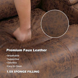 Bonzy Home Power Recliner Chair, Soft Faux Leather Recliner Chair with Thickened Padding and USB&Type-C Charging Ports, Classic Heavy Duty Single Reclining Sofa for Living Room, Nut Brown