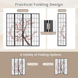 Giantex Room Divider, 4 Panel 6FT Room Dividers, Folding Privacy Screen, Oriental Shoji Screen for Room Separation, Portable Freestanding Japanese Wall Partition with Plum Blossom Design, White Giantex