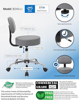 Boss Office Products Be Well Medical Spa Professional Adjustable Drafting Stool with Back, Grey (B245-GY) Boss Office Products