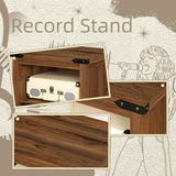Record Player Stand with Vinyl Record Storage Holds up to 160 Albums,Large Wood Record Player Table Dispaly Shelf，Brown Turntable Stand Cabinet for Living Room,Bedroom,Office 7 Joaxswe