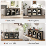 weselon Console Table with 3-Tier Open Storage, 63" Arched Entryway Table with Carved Fluted Panels, Rectangular Wooden Sofa Table for Living Room, Hallway, or Behind Couch (1, Black) weselon