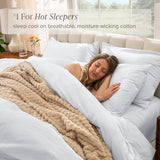 Bare Home 100% Organic Cotton Queen Duvet Cover Set - Crisp Percale Weave - Lightweight & Breathable - Cooling Duvet Cover Set (Queen, White) Bare Home