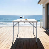 Lakhow 34" Square Folding Table with Resin Top, Plastic Folding Card Table with Collapsible Legs for Adults Indoor Outdoor Use, White Lakhow