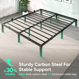 Nelaukoko Queen Bed Frame, 14 Inch Metal Platform Bed Frame Queen Size with Under Storage Space, Mattress Anti-Slip Design, Heavy Duty Sturdy Foundation, No Box Spring Needed, Easy Assembly, Black Nelaukoko