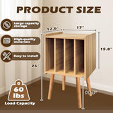 Record Player Stand, Vinyl Record Storage Table with 4 Cabinet, Mid Century Modern Turntable Stand, Organizer Vinyl Table for Bedroom Living Room, Oak Montex