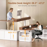SEDETA L Shaped Electric Standing Desk, 63 inch Gaming Computer Desk with Storage Shelves and LED Lights, Height Adjustable Office Desk with Power Outlet and Pegboard, Brown Desktop SEDETA
