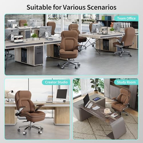 Big and Tall Office Chair, 600lbs Heavy Duty Desk Chair with 5D Arms, Adjustable Lumbar Support & Height, Tilt Function, Fabric High Back Ergonomic Executive Computer Chair with 3'' Casters CoziCradle