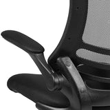Flash Furniture Kelista Mid-Back Swivel Office Chair with Adjustable Seat Height, Ergonomic Mesh Desk Chair with Flip-Up Armrests, Black Flash Furniture