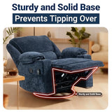 Culect 360° Swivel Rocker Recliner Multi-Functional Nursing Chair with Heating Massage, Manual Recliner Chair with Cup Holders, Lazyboy Recliner Chair for Living Room, Bedroom, Navy Blue