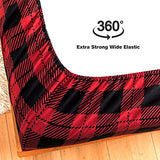 KACEMOO King Size Bed Sheets Set 4PC - Red Black Plaid Printed Sheet Soft Cooling 1800 Thread Count Brushed, 8-17'' Deep Pocket Kids Pattern Bed Sheet, Machine Washable Patterned Double Bedding Set KACEMOO