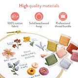 Clever Poppy Floral Stitch Sampler Beginner Embroidery Kit – Easy Embroidery Kit for Beginners with Hoop, Thread & Patterns – Hand Embroidery Kit for Adults and Teens – Complete Embroidery Starter Kit