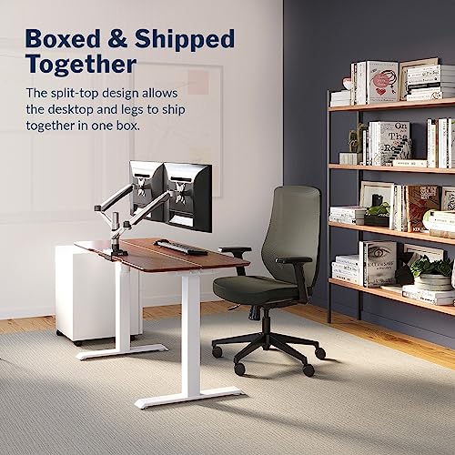 Vari Essential Electric Standing Desk for Home Office – 48x24 Sit-Stand VariDesk, 4 Memory Height Presets, 2-Piece Laminate Wood Top, Sturdy T-Style Legs, Supports 150 Lbs + Easy Assembly (Hazel Wood) Vari