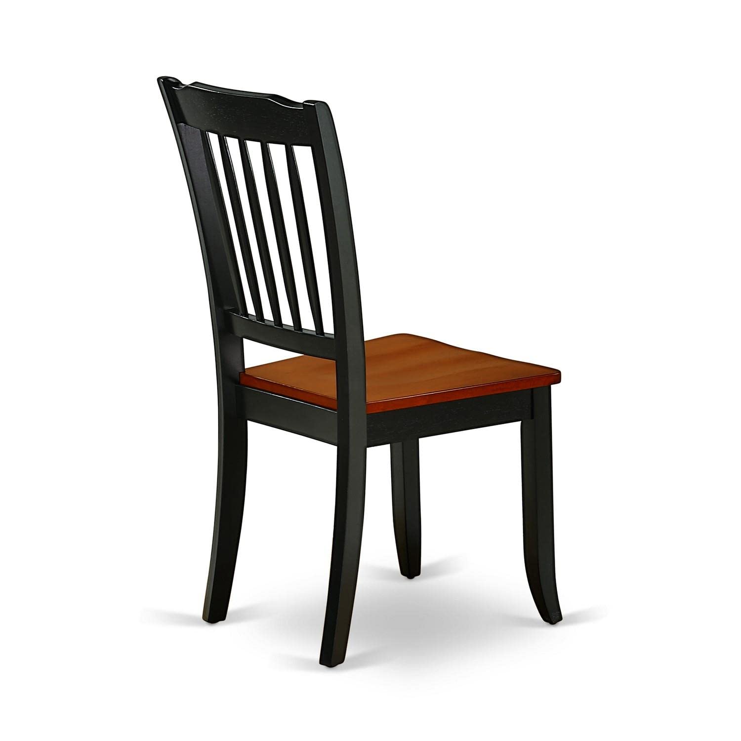 East West Furniture DAC-BCH-W Danbury Dining Room Chairs - Slat Back Solid Wood Seat Chairs, Set of 2, Black & Cherry - WoodArtSupply