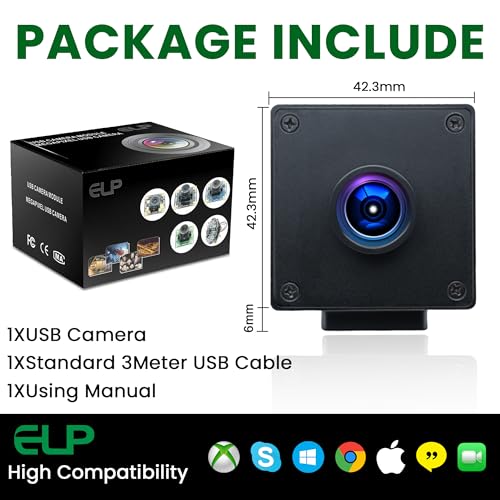 ELP Global Shutter USB Wide Angle Webcam for Computer 1080P 90fps Lightburn Camera for Laser Engraver USB2.0 PC High Frame Security Camera for Raspberry Pi (110 Low Distortion Lens) ELP
