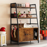 YITAHOME Cat Litter Box Enclosure with Shelves Storage, Indoor Large Litter Box Furniture Wooden Hidden Cat Cabinet Washroom Corner, Rustic Brown YITAHOME