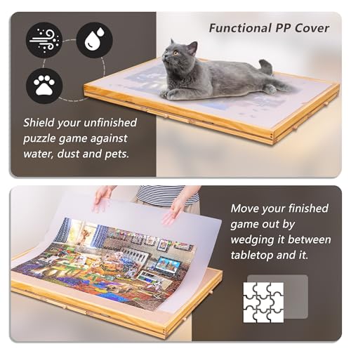 Lavievert Angle & Height Adjustable Puzzle Board with 2 Stands/Easels for Adults, Jigsaw Puzzle Plateau with 6 Drawers & Cover, Portable Tilting Table with Non-Slip Tabletop for Up to 1500 Pieces LAVIEVERT