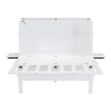 Ball & Cast Queen Size Murphy Bed Chest,Cabinet Hideaway Bed with USB Port and Removable Shelves on Each Side,Wood Wall can be Folded,Platform Bedframe for Kids Bedroom,Student Dorms,White Ball & Cast