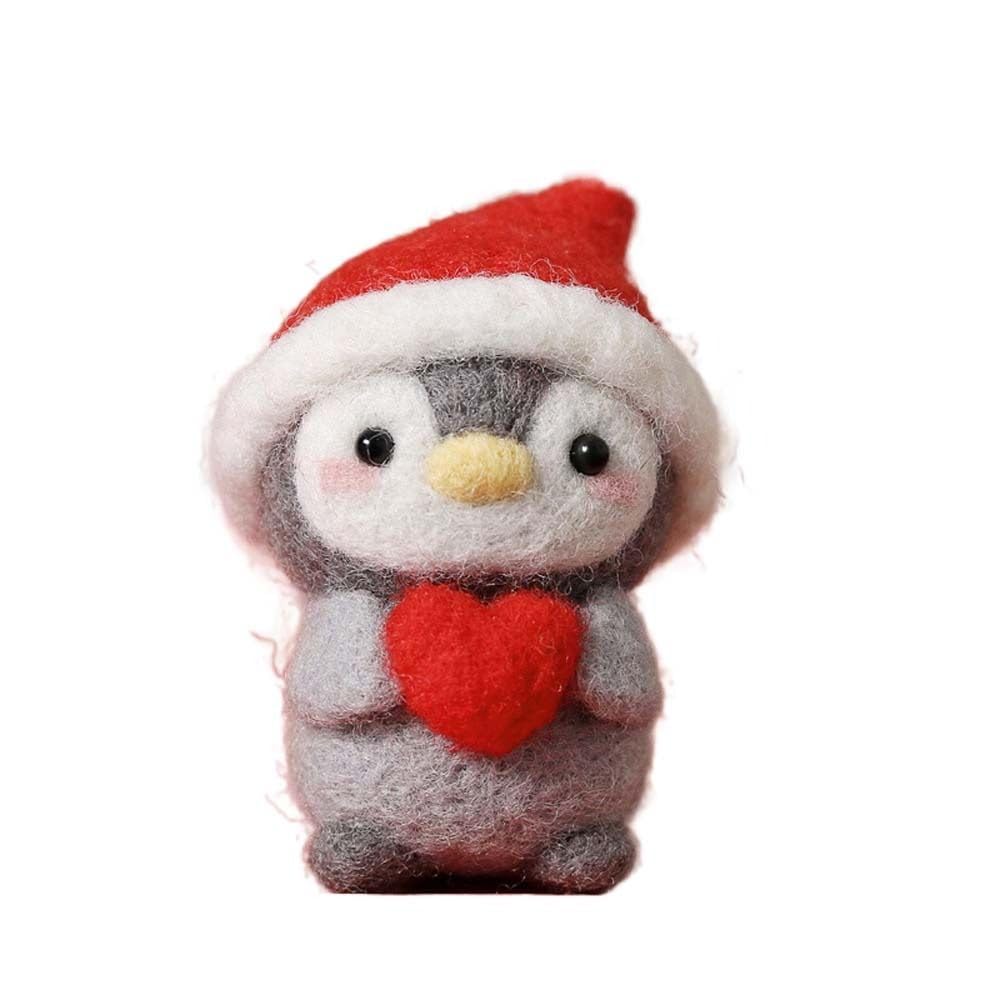 Funny Festive Christmas New Year Wool Needle Felting Starter Kit, Animal Needle Felting Kit, Non-Finished Felt Penguin Craft Kit, Lovely Penguin Needle Felting Kit for Beginners, 2 Set Kopida