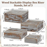 Juexica Set of 4 Wood Display Risers Rustic Cupcake Stand Wooden Stackable Display Box Wood Cake Stand for Dessert Wedding Birthday Baby Shower Party (Classic) Juexica