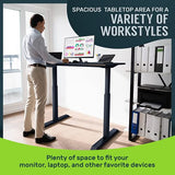 TechOrbits Electric Standing Desk Frame 60 x 24 Inch Tabletop - Motorized Workstation Two Leg Stand Up Desk with Memory Settings and Telescopic Sit Stand Height Adjustment (Black Frame/Wood BrownTop) TechOrbits